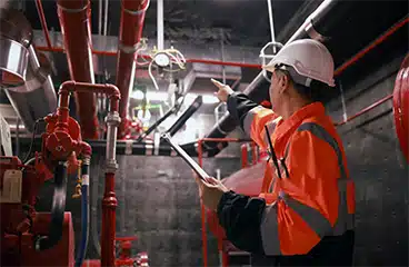 Fire safety officer carrying out a fire stopping survey